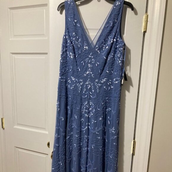 Adrianna Papell Tea Length French Blue dress - Picture 2 of 9